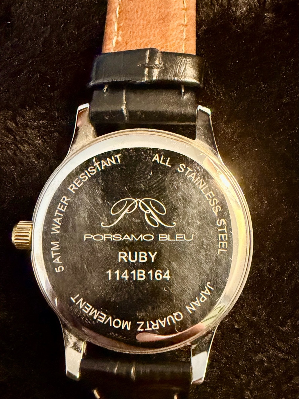Porsamo Bleu Women's Ruby Sunray Croc Embossed Leather Strap Watch - Picture 10 of 11